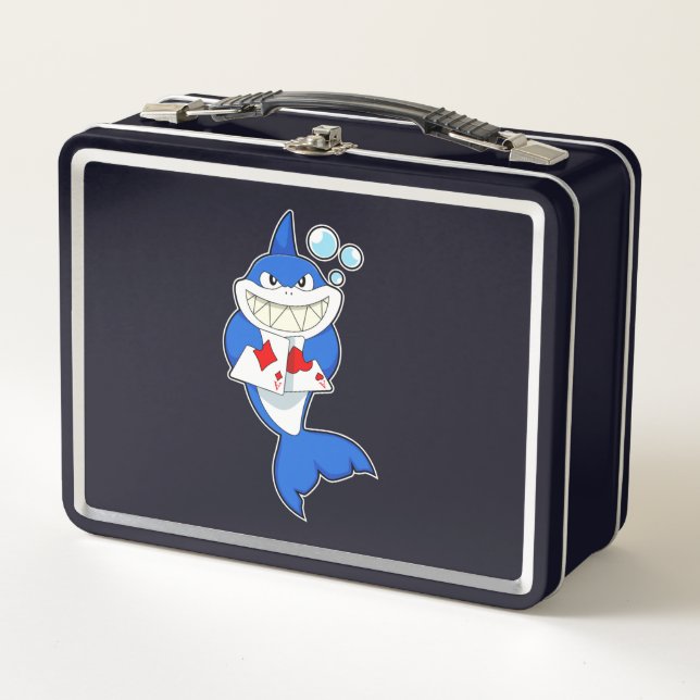 Lunch Box Requin au Poker avec cartes de Poker (Devant)