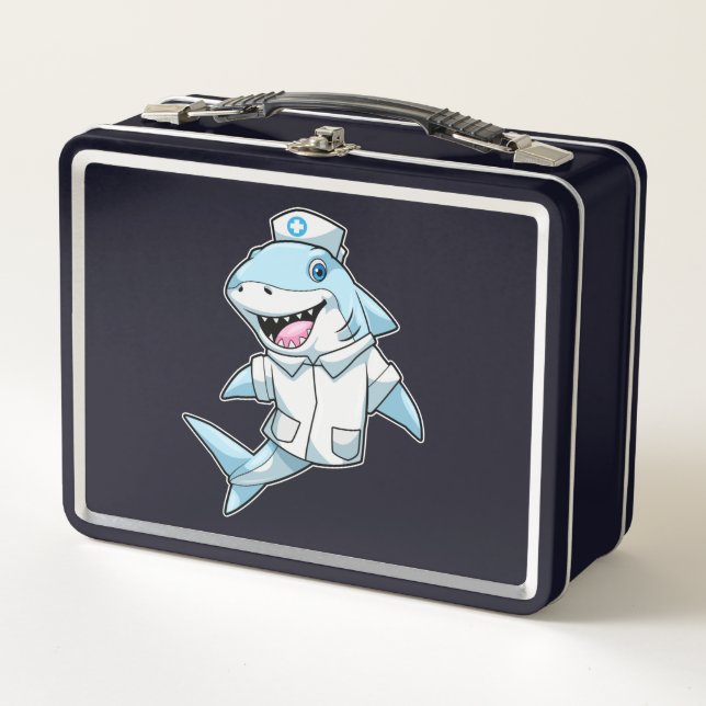 Lunch Box Requin comme infirmière avec manteau (Devant)