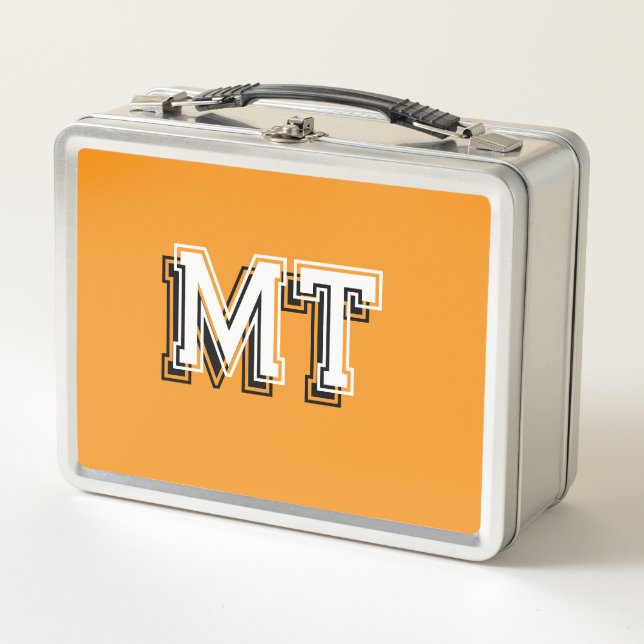 Lunch Box Retour à l'école Monogramme Initial Orange (Devant)