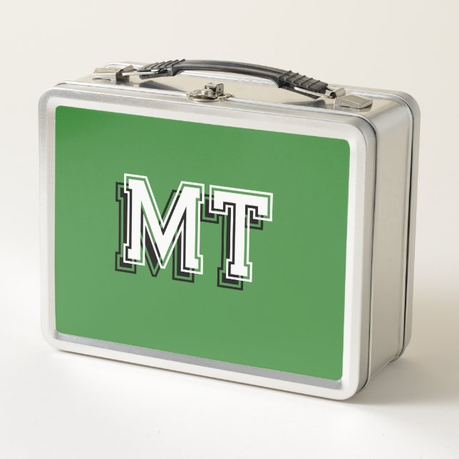 Lunch Box Retour à l'école Monogramme Initial Vert (Devant)