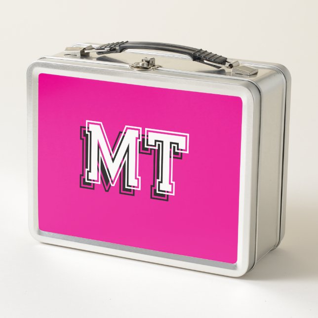 Lunch Box Retour à l'école Monogramme Initiale Féminin Rose (Devant)