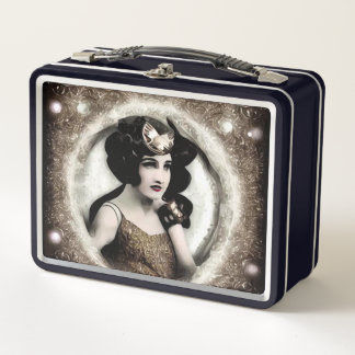 Lunch Box Rétro Art Déco Peinte Lady