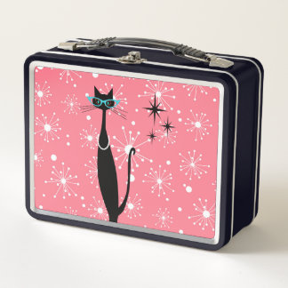 Lunch Box Retro Atomic Era Mid Century Modern MCM Black Cat