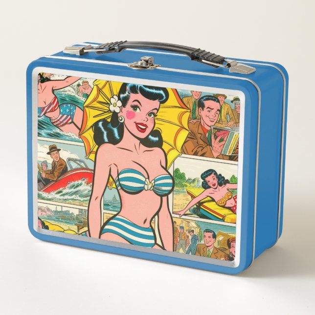 Lunch Box Retro Bikini Girl Summer Comics (Devant)