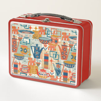 Lunch Box Retro Hand Painted Pottery Design