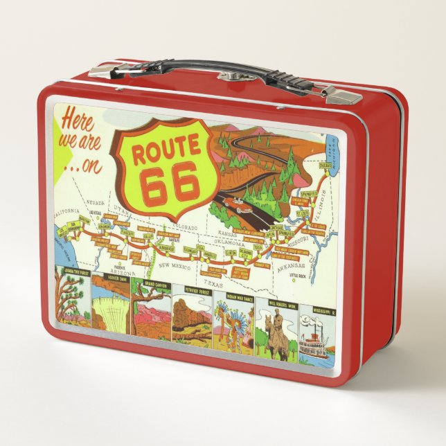 Lunch Box Retro Look Route 66 Boîte à lunch en métal (Dos)