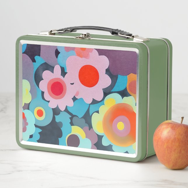 Lunch Box Retro mod flowers (En situation)