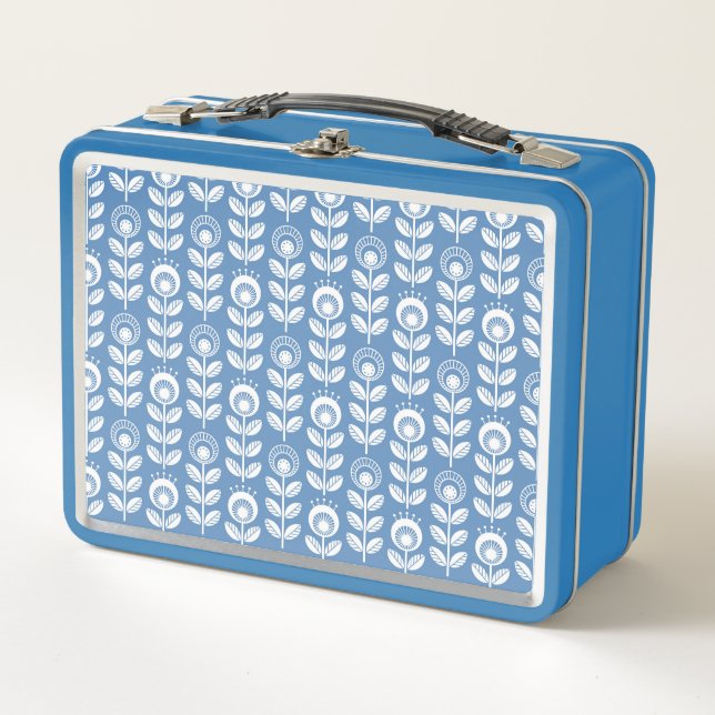 Lunch Box Rétro motif bleu scandinave (Devant)