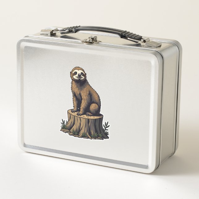 Lunch Box Retro Sloth Engraving Wildlife Shirt (3) (Devant)