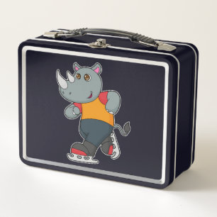 Lunch Box Rhino at Ice skating with Ice skates