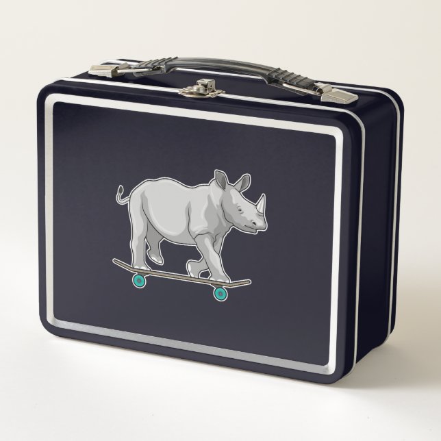 Lunch Box Rhino en patinage avec skateboard (Devant)
