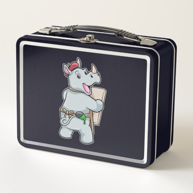 Lunch Box Rhinocéros à Peinture avec des Couleurs (Devant)