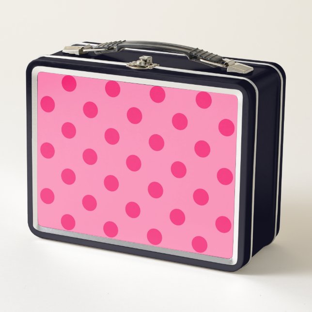 Lunch Box Rose Chaud Sur Pois Rose Design Motif (Devant)