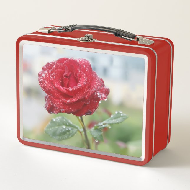 Lunch Box Rose en gouttes de pluie  (Devant)