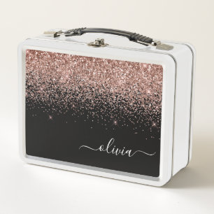Lunch Box Rose Gold Blush Pink Parties scintillant Girl Mono