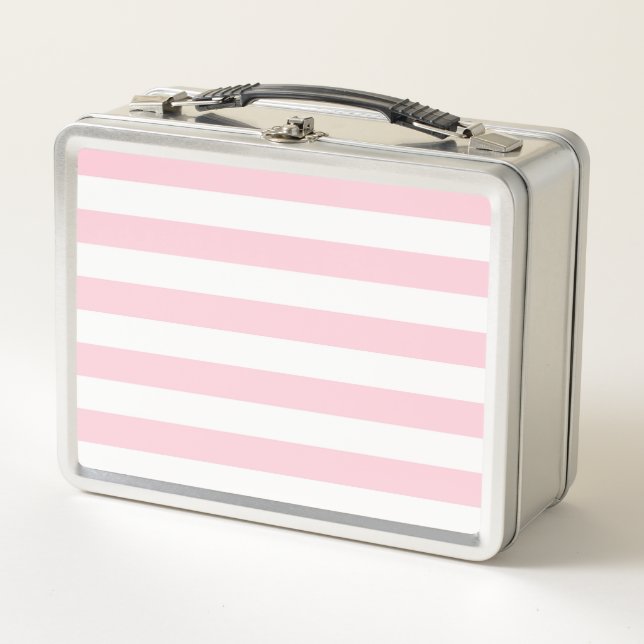 Lunch Box Rose milléniale et rayures blanches (Devant)