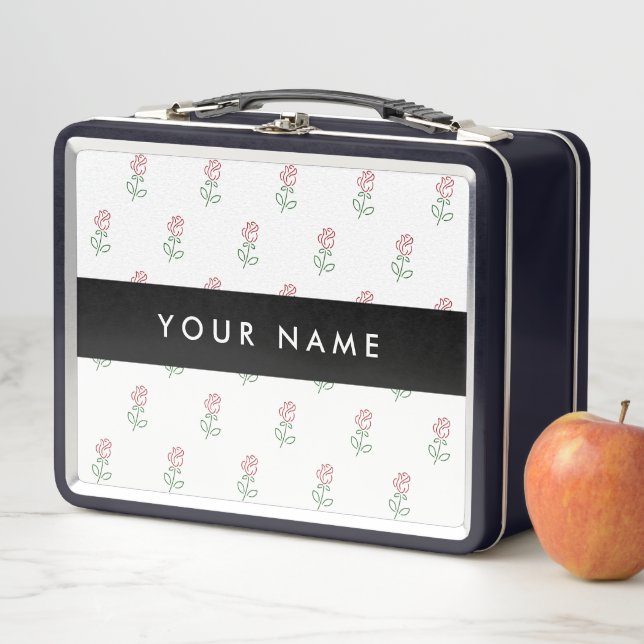 Lunch Box Roses Rouges, Motif De Roses, Votre Nom (En situation)