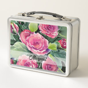 Lunch Box Roses Rouges Personnalisées Aquarelle