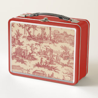 Lunch Box Rouge et ivoire Toile de Jouy