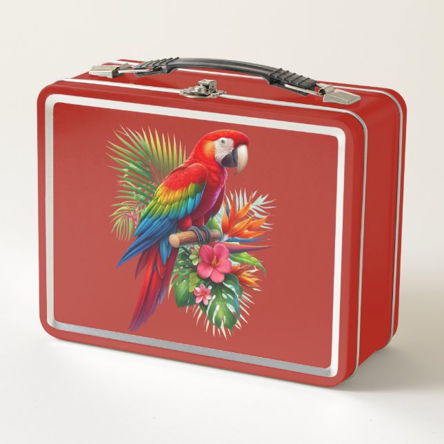 Lunch Box Rouge macaw tropical floral (Devant)