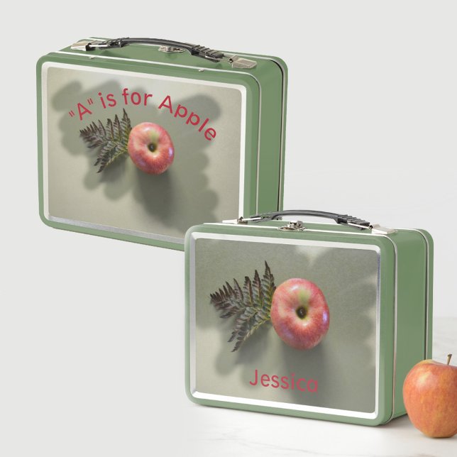 Lunch Box Rouge Pomme Personnalisé photo Vert (Créateur téléchargé)
