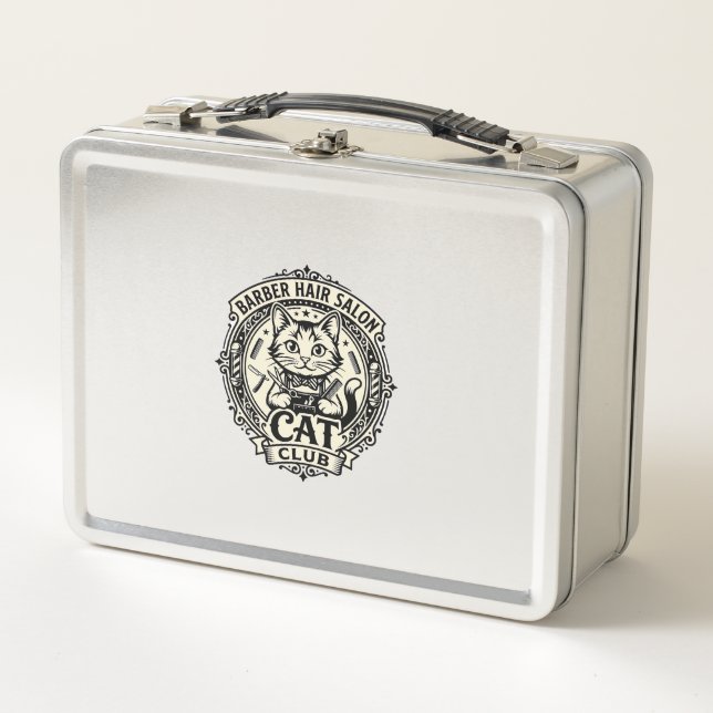 Lunch Box Salon de coiffure pour hommes Chat drôle Graphique (Devant)