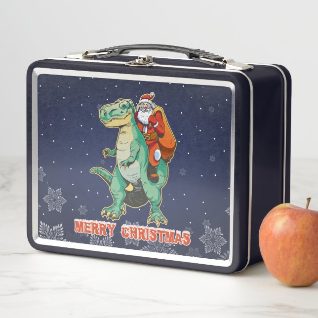 Lunch Box Santa à cheval sur T Rex - Joyeux Trexmas (En situation)