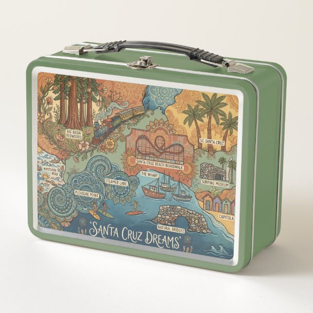 Lunch Box Santa Cruz California Dreams Map – Vibrant Coast (Devant)