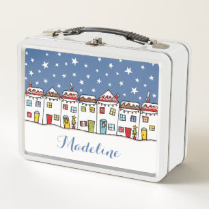 Lunch Box Scène personnalisée de la rue des neiges de Noël
