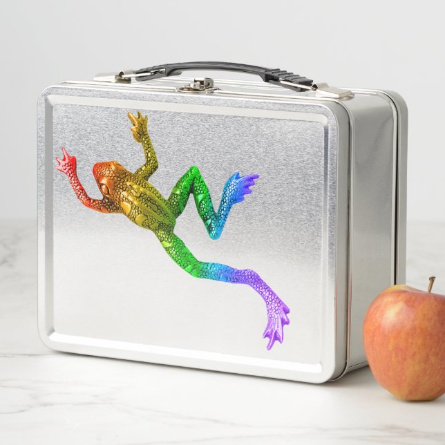 Lunch Box Sculpture de grenouille arc-en-ciel de SlipperyJoe (En situation)