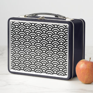 Lunch Box Seigaiha, Vagues, Japonais, Noir et Blanc