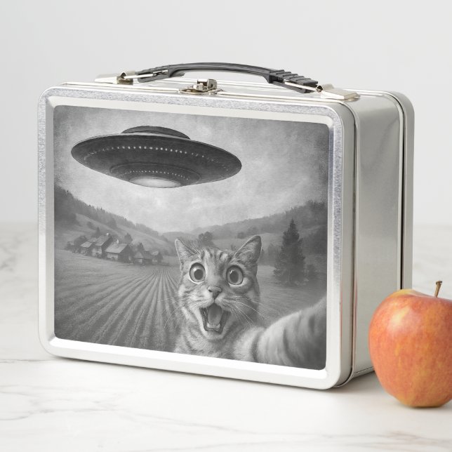 Lunch Box Selfie De Chat Avec Alien UFO Drôle Cadeaux De Cha (En situation)