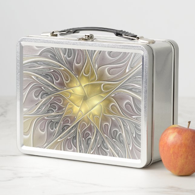 Lunch Box S'épanouir avec une fleur fractale abstraite moder (En situation)