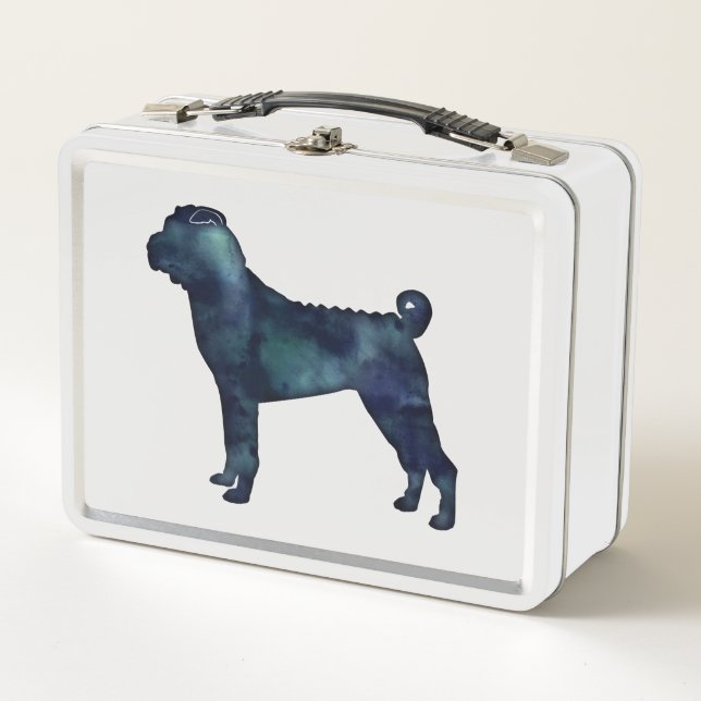 Lunch Box Shar-Pei race Chien noir Aquarelle Silhouette (Devant)
