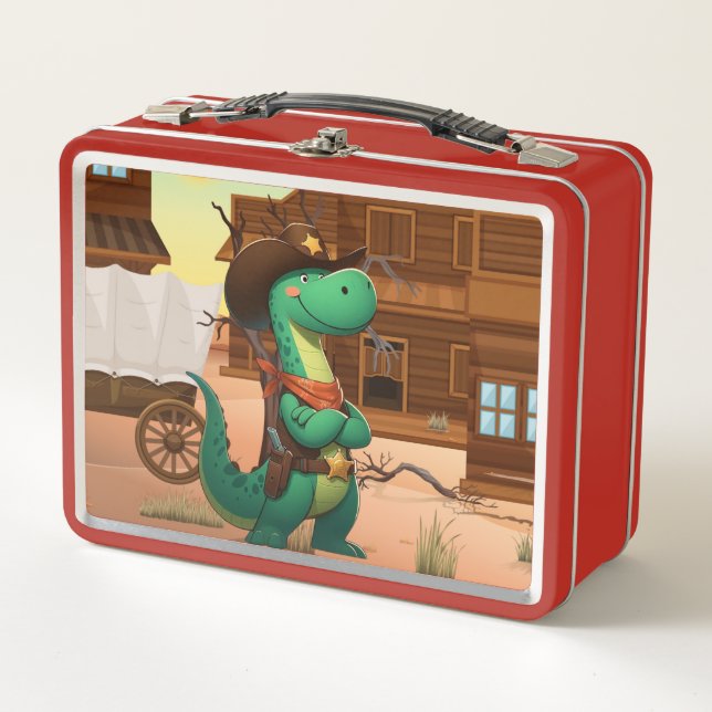 Lunch Box Shérif de dinosaure mignon/cowboy (Devant)