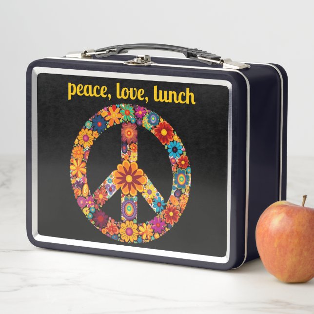 Lunch Box SIGNE DE LA PAIX 60s Hippie Fleur (En situation)