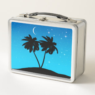 Lunch Box Silhouette de palmier contre Bleu du soir avec Sta