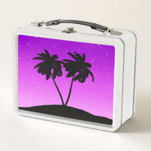 Lunch Box Silhouette de palmier contre méta violet twilight