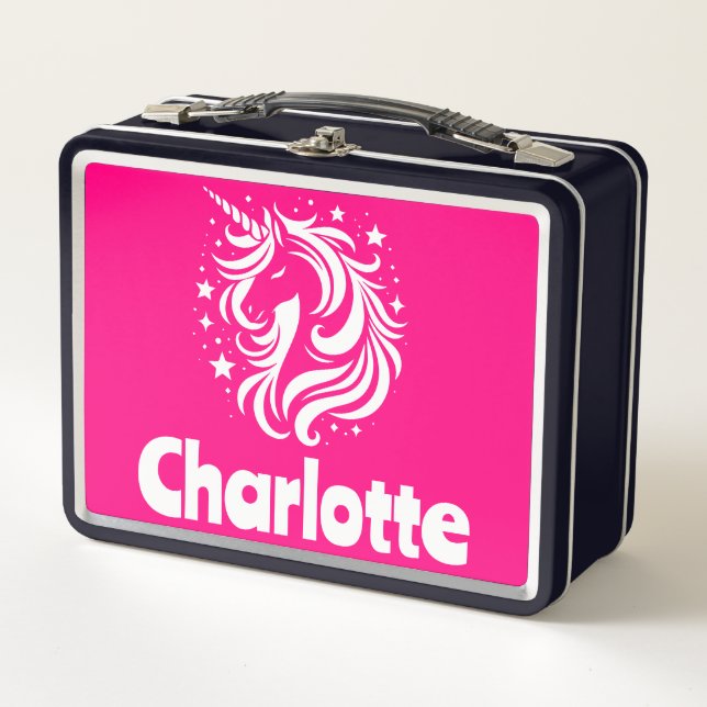 Lunch Box Silhouette Unicorne rose (Devant)