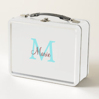 Lunch Box simple ajout de nom monogramme rose rouge jeton