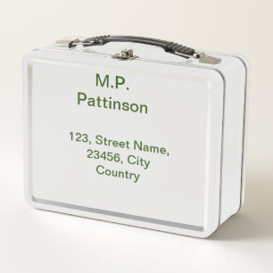 Lunch Box Simple minimal vert ajoutez votre texte nom photo 