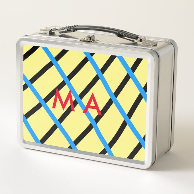 Lunch Box Simple monogramme ajouter votre nom lettre man min (Devant)