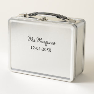 Lunch Box simple monogramme minimaliste Mme M. nom date anné