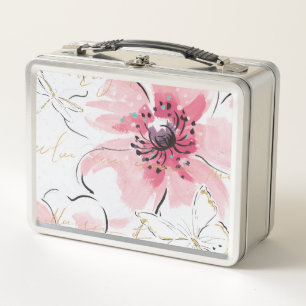 Lunch Box Simplement aquarelle du rose florale