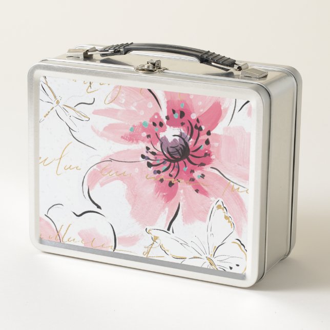 Lunch Box Simplement aquarelle du rose | florale (Devant)