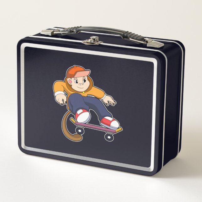 Lunch Box Singe comme patineur avec skateboard (Devant)