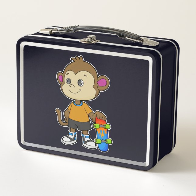 Lunch Box Singe comme patineur avec skateboard (Devant)