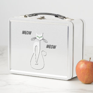Lunch Box Slinky Black Cat Meow Meow Texte Personnalisé Yeux