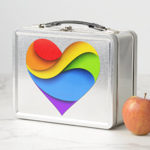 Lunch Box SlipperyJoe's cœur en forme arc-en-ciel rouge oran