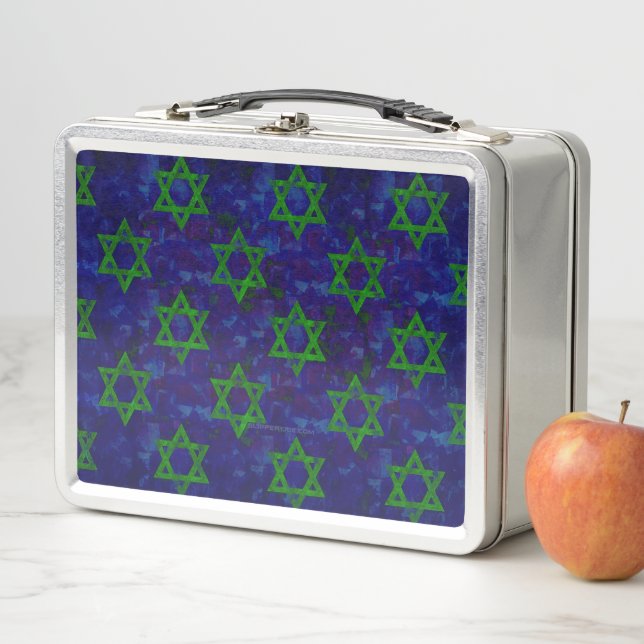 Lunch Box SlipperyJoe's Hanukkah rangées vertes Étoiles de D (En situation)